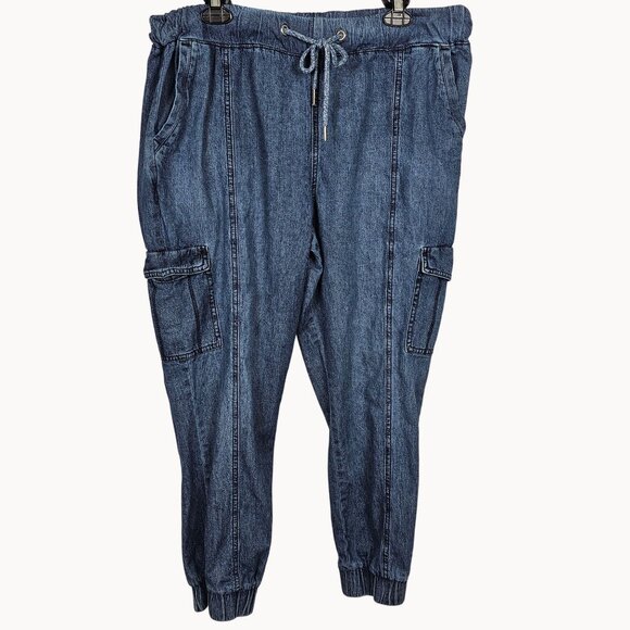 Womens Y2K Mom Granny oversized Relaxed Fit Med Wash Denim Crop Ankle Jeans 16 - Picture 1 of 11